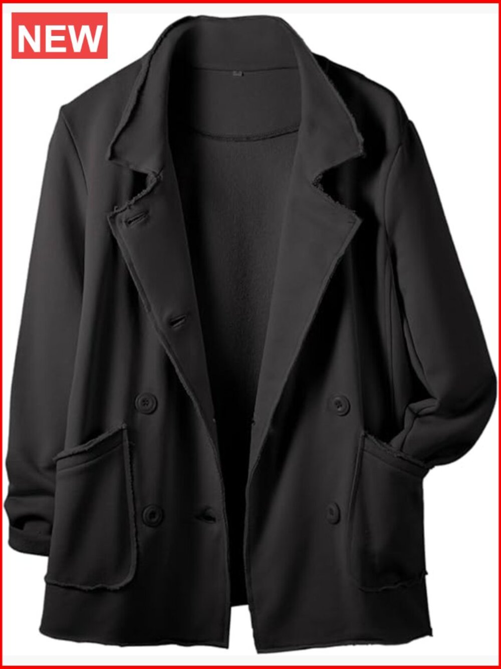 Double Breasted Pea Coat Fleece Jacket Women Trench Coat Fall Winter Warm Long